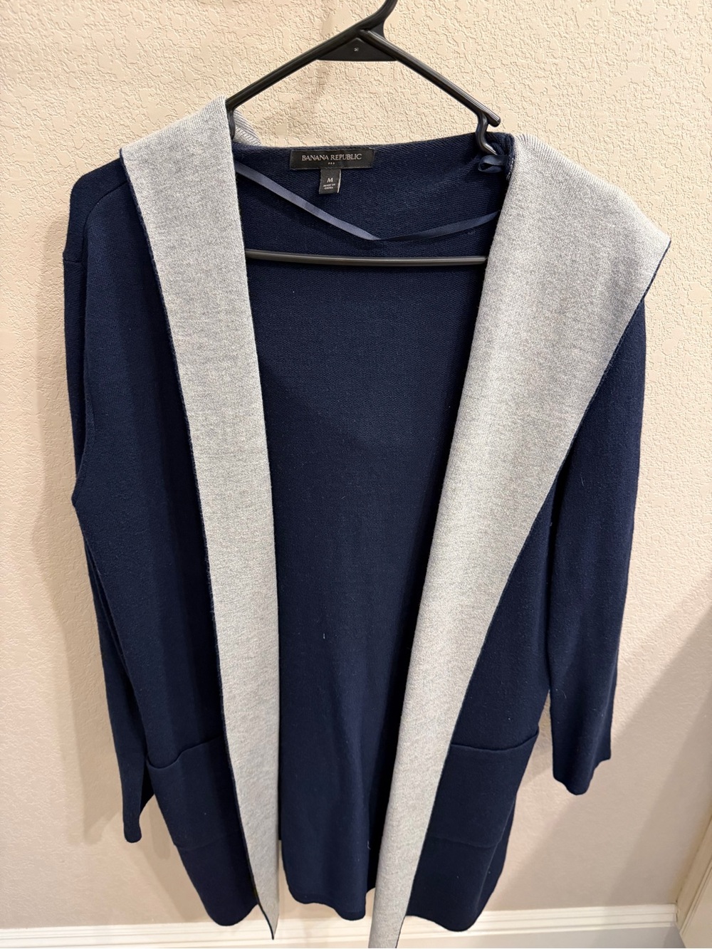 Banana Republic Navy with Light Gray Open Cardigan